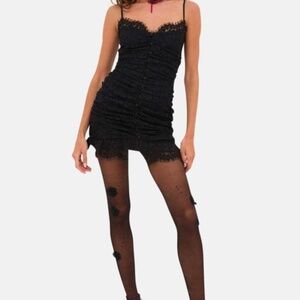 NWT For Love & Lemons Samira Laced Mini Dress Size XL Black